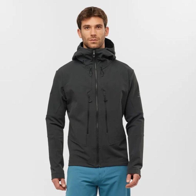 Black Salomon Outpeak Softshell Full Zip Men\'s Jackets | IE EF4159